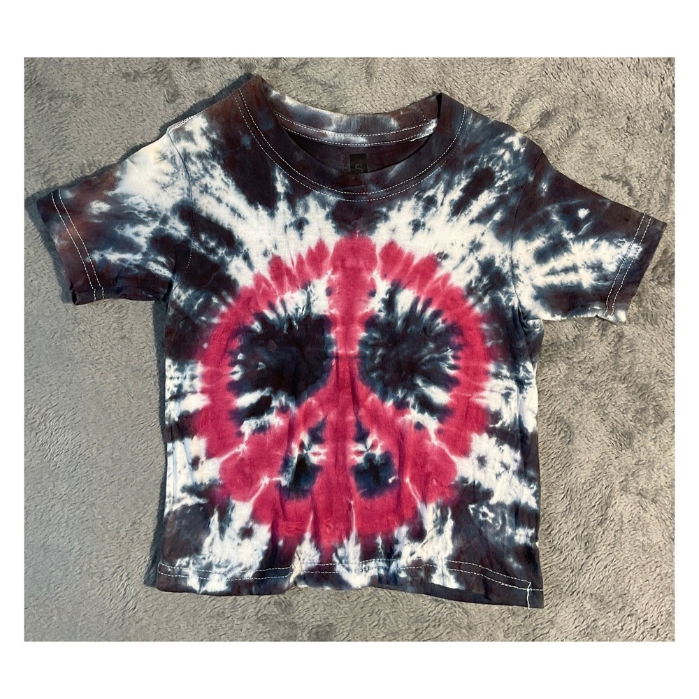 Fruit of the Loom Kids Tie-Dye Peace Sign T-Shirt Size S